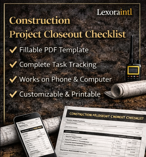 Construction Project Closeout Checklist – Fillable PDF