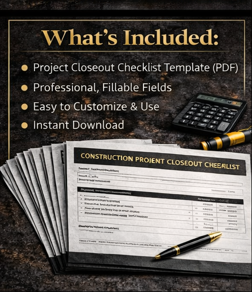 Construction Project Closeout Checklist – Fillable PDF