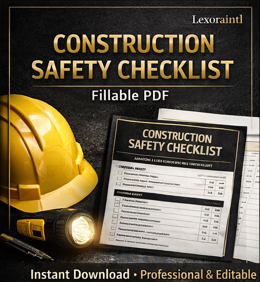 Construction Safety Checklist (OSHA-Style) – Fillable PDF