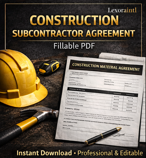 Construction Subcontractor Agreement – Fillable PDF