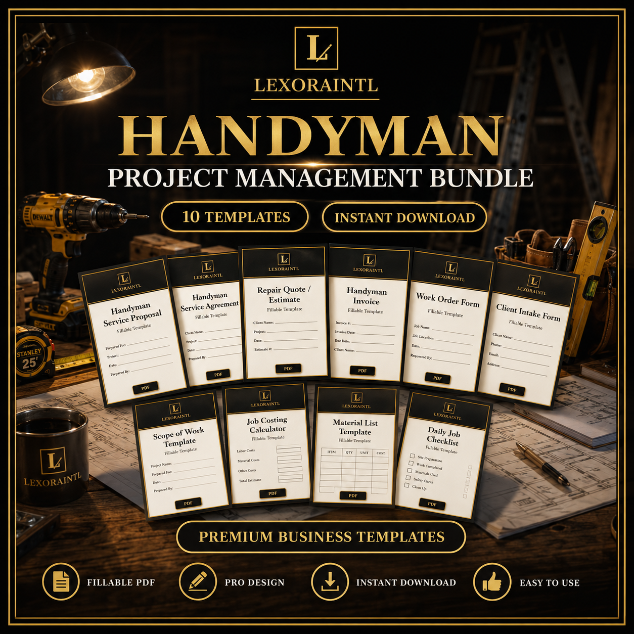 Handyman Project Management Bundle — 10 Digital Templates