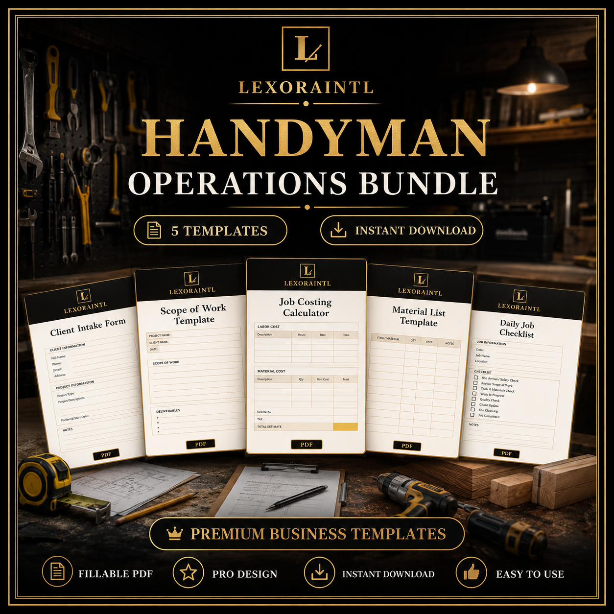Handyman Operations Bundle — 5 Digital Templates